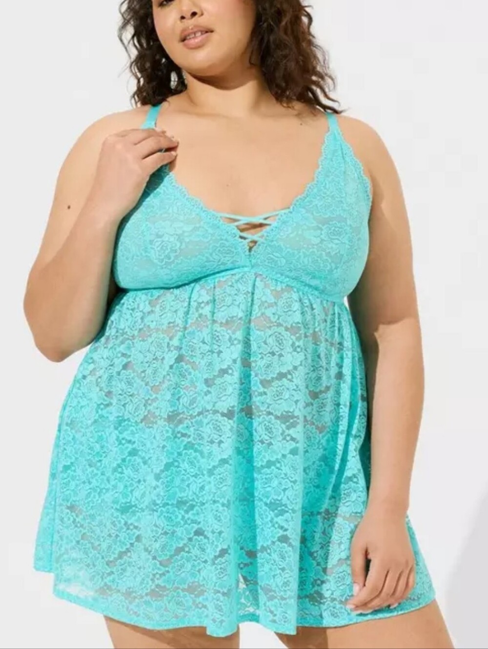 Lace Aqua XO Front Babydoll